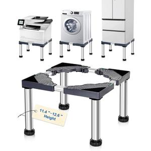 Adjustable Height (11.4"-12.6") Mini Fridge Stand & Washer Dryer Pedestal Base  Universal Laundry Stand with 4 Strong Feet, Fits 16"-27" Appliances
