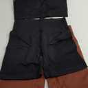 4 Piece Workout Sets for Women Seamless Ribbed High Waist Yoga shorts with Sports Bra Outfits (Large, Black/Brown)