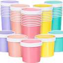 MATICAN Paper Ice Cream Cups with Lids, 40-Pack 11-Oz Soup Cups with Lids, Disposable Ice Cream Containers, 11-Ounce, 5 Pastel