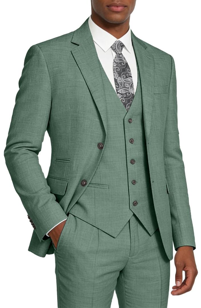Elionm Mens Suits 3 Piece Slim Fit Big and Tall Christmas Suit for Men Dark Green Formal Prom Mens Tuxedo Suit Jacket Vest Pants Set XL