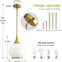 Pendant Lights Kitchen Island: Brushed Gold Light Fixture Farmhouse with Milk Glass - 10 Inch Mid Century Globe Kitchen Lighting Fixtures Ceiling for Dining Room, 1 Pack-10inch