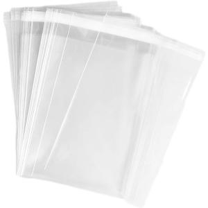 UNIQUEPACKING 100 Pcs 6 1/2 x 9 1/2 Clear Resealable Cello/Cellophane (6.5x9.5) Bags Good for 6x9 Items, 100 count