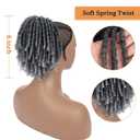 Matthia Grey Dreadlock Drawstring Ponytail for Black Women,6inch Short Curly Faux Loc Ponytail Hair Piece Clip on Coil Dreadlock Ponytails for Women Salt and Pepper Goddess Faux Locs (T1B/Gray#)