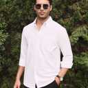 Alimens & Gentle Mens Solid Oxford Shirt Long Sleeve Dress Shirt Work Casual Button Down Shirts with Pocket (White, XXXL)