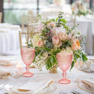 10 Pcs Vintage Wine Glasses, 10 Ounce Colored Glass Water Goblets, Unique Embossed Pattern High Clear Stemmed Glassware Wedding Party Bar Glass Drinking Cups, Diamond Pink Glasses