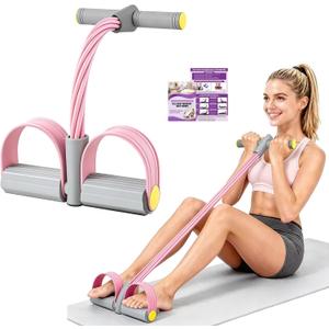 Foot Pedal Resistance Bands with Handles, Multifunction Elastic Yoga Exercise Bands, Home Gym Fitness Equipment for Women & Men to Tone Abs, Core, Legs, Arms, Waist