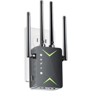 WiFi Extender Signal Booster, Up to 12,000 Sq Ft & 50 Devices, Whole Home Coverage Internet Repeater Works with Any Router | AP Mode with Ethernet Port