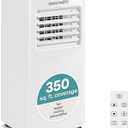 SereneLife 8000 BTU Portable Air Conditioner with Heat, Compact 4-in-1 Portable AC & Heater for Room Up to 350 Sq Ft with Dehumidifier & Fan Function, Remote Control, Window Mount Kit, 13" x 11" x 26"