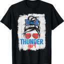 Vintage Thunder Girl Messy Bun Retro Sports Fan Team Spirit T-Shirt, Size Small
