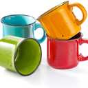 bestone Set of 4 Large Ceramic Mugs with Handles, 16 oz, Vibrant Colors, Microwave & Dishwasher Safe, Perfect for Coffee, Cereal, Latte, Salad, Noodles (Multicolor)