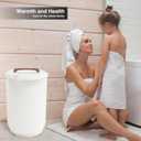 SAMEAT Heated Towel Warmers for Bathroom - Large Towel Warmer Bucket, Wood Handle, Auto Shut Off, Fits Up to Two 40"X70" Oversized Towels, White
