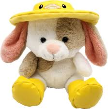 3 x Holiday home Spring Raindrop Bunny With Hat - Yellow 12in