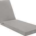 Favoyard Chaise Lounge Cushions Outdoor 72 x 21 x3 Inch Waterproof & 3-Year Fade Resistant Outdoor Lounge Chair Cushions with Removable Cover, Ties and Hidden Zipper for Patio Pool Lounge Chairs (Light Gray)