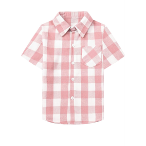 SANGTREE Boys and Mens Plaid Shirts Short Sleeve Flannel Shirt Casual Summer Button Down Shirts, 2-3 y