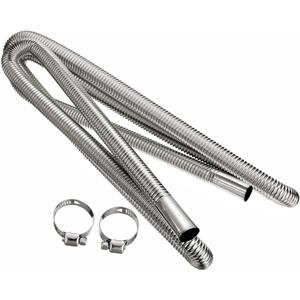 Air Exhaust Pipe Heater Parking Diesel Gas Vent Hose Stainless Steel 2.5cm/1in Inner With Camps (Length:0.6M)