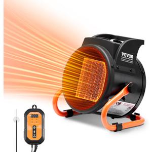 VEVOR Greenhouse Heater with Thermostat, 1500W PTC Fast Heating with Overheat Protection, 3-Speed Setting Small Grow Tent Heater, Electric Portable Heater Fan for Green House, Flower Room, Workplace