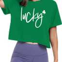 St Patricks Day Shirt Women Luck Shamrock Shirts Cute Saint Patricks Day Crop Top Irish Raglan Shirt (M)