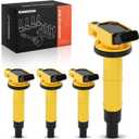 A-Premium Yellow Engine Ignition Coil Pack Compatible with Toyota Camry 2002-2011, RAV4 2001-2008, Corolla 2009-2010, Highlander, Matrix, Solara & Scion tC, xB & Lexus HS250h & Pontiac Vibe, Set of 4