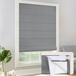 LazBlinds Cordless Roman Shades - No Drill Easy Install Light Filtering Window Blinds, Thermal Insulated Room Darkening with UV Blocking for Bedroom/Living Room, Window Size 31" W x 48" H, Charcoal