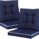 Outdoor Patio Chair Cushions Set of 2, Water Resistant Square Seat/Back Cushions with Ties, All Weather 36"x20" Seating Cushions for Outdoor Furniture, 20x36inch Seat+Back