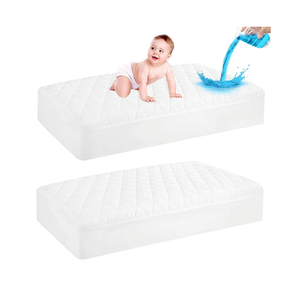 GRT 2 Pack Waterproof Crib Mattress Protector, Quilted Baby Mattress Cover Fitted Deep Pocket from 4" up to 9", Extra Soft Breathable & Noiseless Toddler Mattress Pad 52"x28", White