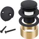 Black Tub Drain Bathtub Drain Conversion Kit with Two-Hole Overflow Faceplate, Minupwell Replacement Tip-Toe Bath Drain Trim Kit with Universal Fine/Coarse Thread Assembly, Matte Black
