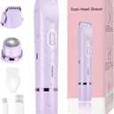 Women's Bikini Trimmer, 2-in-1 Electric Shaver for Bikini Line, Legs, Underarms, Face - Waterproof Women's Electric Shaver for Sensitive Skin, USB Rechargeable(Purple)