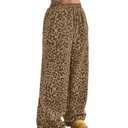 ACCPUR Women's Leopard Baggy Wide Leg Sweatpants Drawstring High Waisted Cheetah Print Lounge Barrel Trousers with Pockets, Large