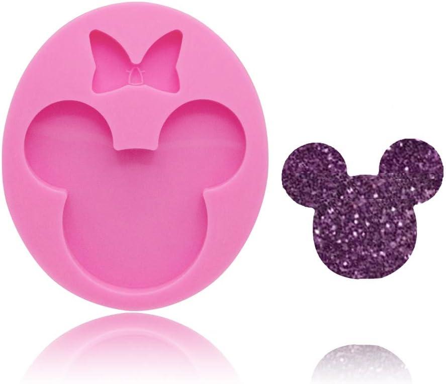 Cute Mouse Head Bow Silicone Mold for DIY Chocolate Candy Pudding Gum Paste Cupcake Cake Topper Decoration Desserts Jelly Shots Handmade Ice Cream Ice Cube Crystal Soap Mould Fondant Mold