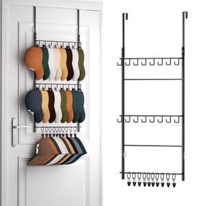 Over Door Hat Rack - 3 Tier Wall Mounted Hat Organize for Door, Bedroom, Closet