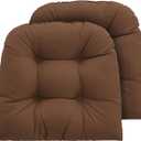 Outdoor Chair Cushions Set of 2, 22x22x4 Inch Seat Pads with Ties for Patio Wicker Chairs Garden Dining Chair, Indoor Outside Use, Fade-Resistant & Waterproof, Brown