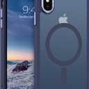 Telaso for iPhone X Case, iPhone Xs Phone Case Compatible with Magsafe Wireless Charging Translucent Matte Back Slim Shockproof Anti-Scratch Anti-Yellow Protective Magnetic iPhone X/XS Case, Navy Blue