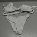 ZAFUL 2025 Cheeky Bikini Sets for Women High Cut Swimsuit Textured Ribbed Bikini Thong Bathing Suit (White, S)