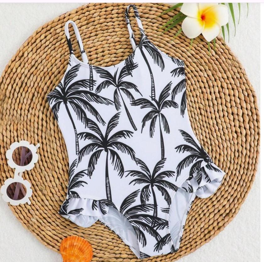 IFFEI Baby Swimsuits One Piece Swimwear Beachwear | Perfect for Family Vacations, Flattering High Waist Fit, Beach Ready Style, Stretch Comfort, Summer Must Have (White), 3-4Y