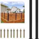2 Pack 45" Aluminium Alloy Fence Post Line Post, Matte Black Metal Wood Fence Post for Air Conditioner Fence Panels, Pool Equipment Enclosure, Trash Can Enclosures