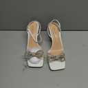 ISNOM Clear Rhinestone Heels for Women, Comfortable and Sassy, Suitable for All Occasions (8, Bow White)