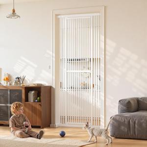 Gardner Pet 51"-87" Extra Tall Cat Gate for Doorway, 27.56"-37" Wide Included 4 Extension Kits, No Drilling Pressure Mount Kit Full Door Gate for Dogs (White, 51"-87" High)