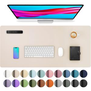 Aothia Large PU Leather Desk Pad Protector Non-Slip Mouse Pad & Writing Mat for Office/Home, Waterproof, Easy to Clean (31.5" x 15.7", Eggshell)