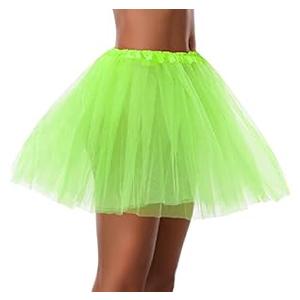 Women Teen Adult Classic Elastic 3 4 5 Layered Tulle Tutu Skirt Costume Bottom (One Size, 3Layer-LightGreen)