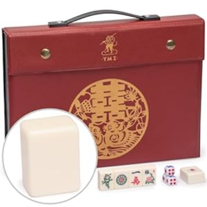 Yellow Mountain Imports Small Size Chinese Mahjong Set, “Classic Ivory” with 146 Ivory Colored Tiles, Vinyl Case, Wind Indicator and Dice - for Chinese Style Gameplay Only [經典象牙」中國麻將]