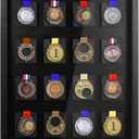 16 Medals 3D Large Medal Shadow Box Display Case with Glass Cover, Medal Holder Display Frame 98% UV Protection 23.6 x 19.7 Inch for Runners Marathon Triathlon Soccer Gymnastics All Sports