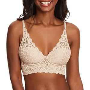 Maidenform Women's Lace Bralette, Padded Longline Bralettes, Convertible Wireless Bras for Women (38 B)