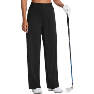 Women's Wide Leg Golf Dress Pants 27"/29"/31" Flowy Travel Work Slacks Trousers UPF 50+ Business Casual Outfits Palazzo Pants M