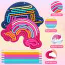 2 Pack Sensory Activity Board Silicone Fidget Toy, Double-Sided Rainbow Sensory Toys for Autism, Stress, Anxiety, ADHD, Kids 3+& Adults, Includes Travel Bag & 24 Strings, Red & Dark Blue