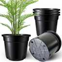 5 Gallon Pots for Plants, 5 Pack 12 Inch Round Sturdy Plastic Plant Pot Planters with Drainage Holes for Outdoor Indoor Plants, Flowers, Black