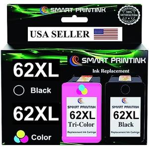 Smart Printink 62XL Ink Cartridge Replacement for HP 62 XL (Black & Tri-Color) High-Yield Ink- Compatible: with Envy 5540 5640 5660 7644 7645 OfficeJet 5740 8040 OfficeJet 200 250 Series Printer