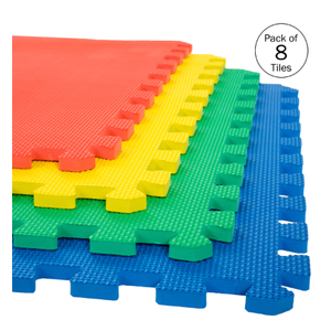 Floor Mats - 7 -Piece Nontoxic Exercise Mat or Play Mat for Toddlers, Babies or Kids - Foam Padding for Home Gym by Stalwart (Multicolor), 

12"×12"