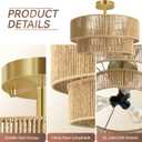 BoostArea 16.54 Boho 2-Tier Rattan Ceiling Light Fixture, Semi Flush Mount Woven Chandelier for Bedroom, Dining Room, Kitchen, Entryway, Living Room(Bulb not Included)