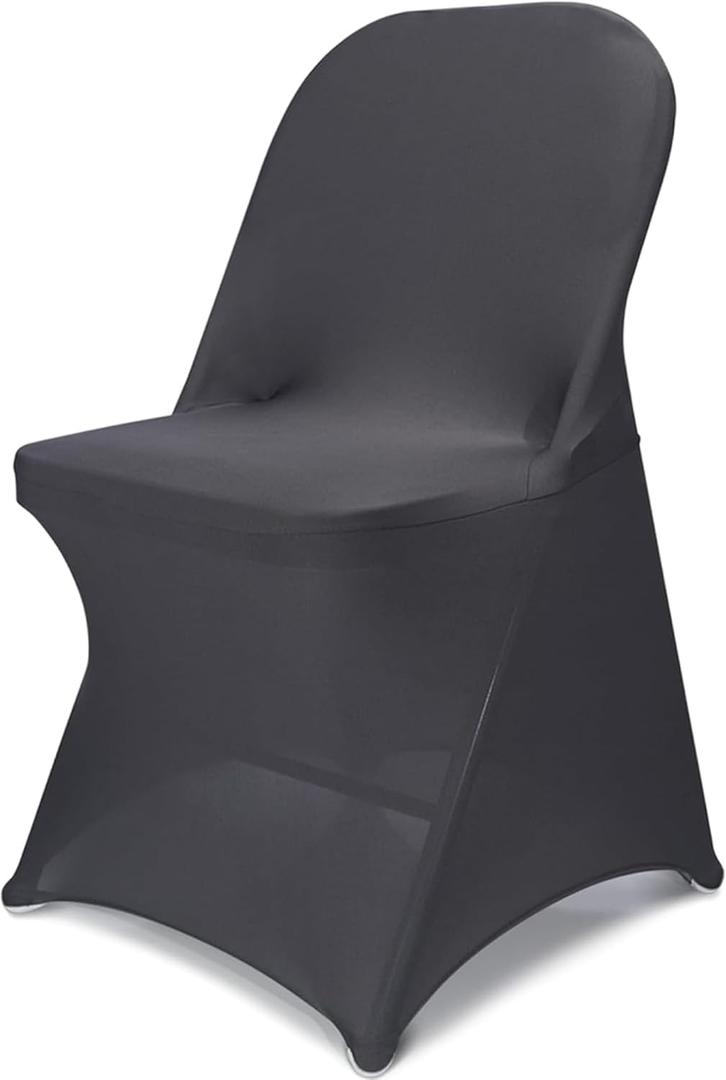 Stretch Folding Chair Covers 10pcs Spandex Chair Covers Protector for Wedding Party Dining Banquet, Washable Universal Fitted Chair Slipcovers for Celebration Birthday (Grey, 10pcs)