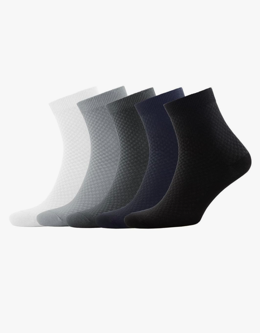 NUDUS UNDERWEAR Men’s Bamboo Rayon Ankle Quarter Dress Socks 5-Pair Gift Box, Premium Quality 6-9.5